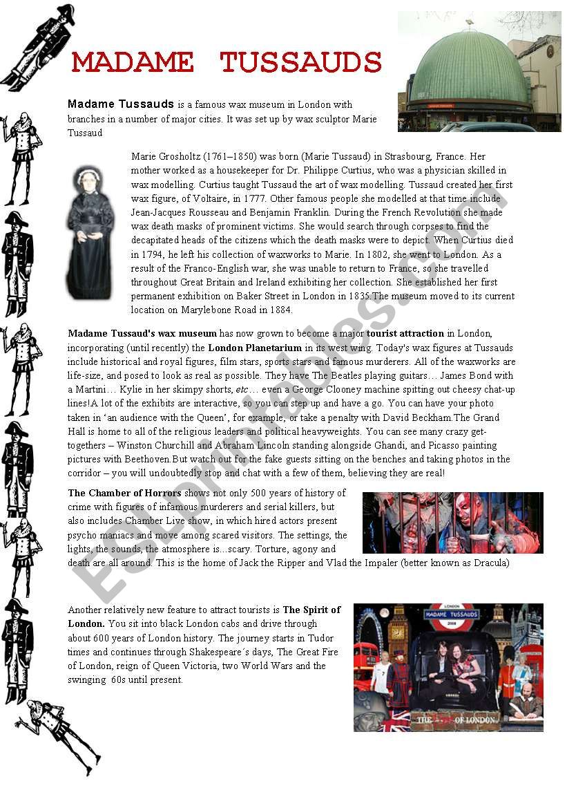 Madame Tussauds Museum worksheet