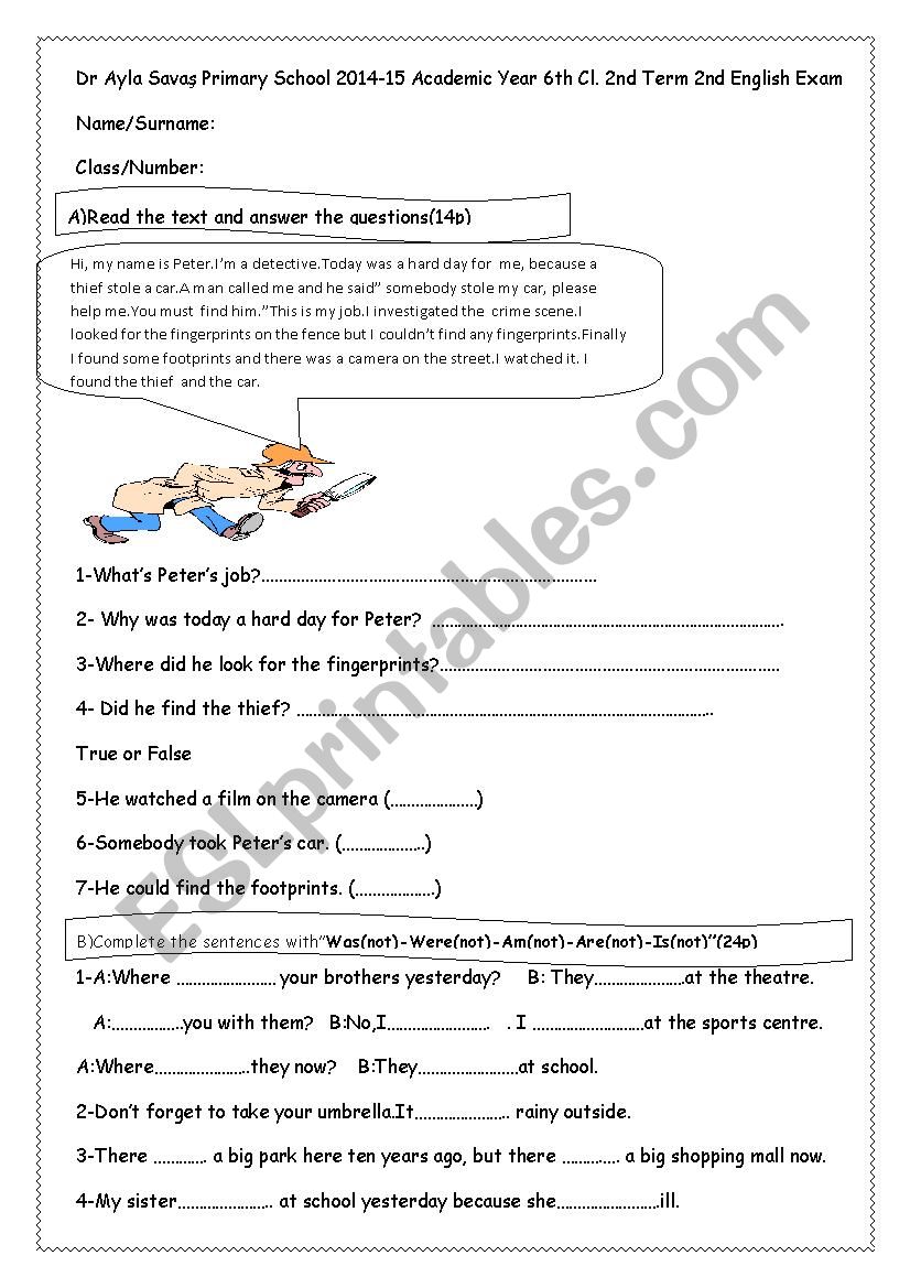 Exam for young learners worksheet
