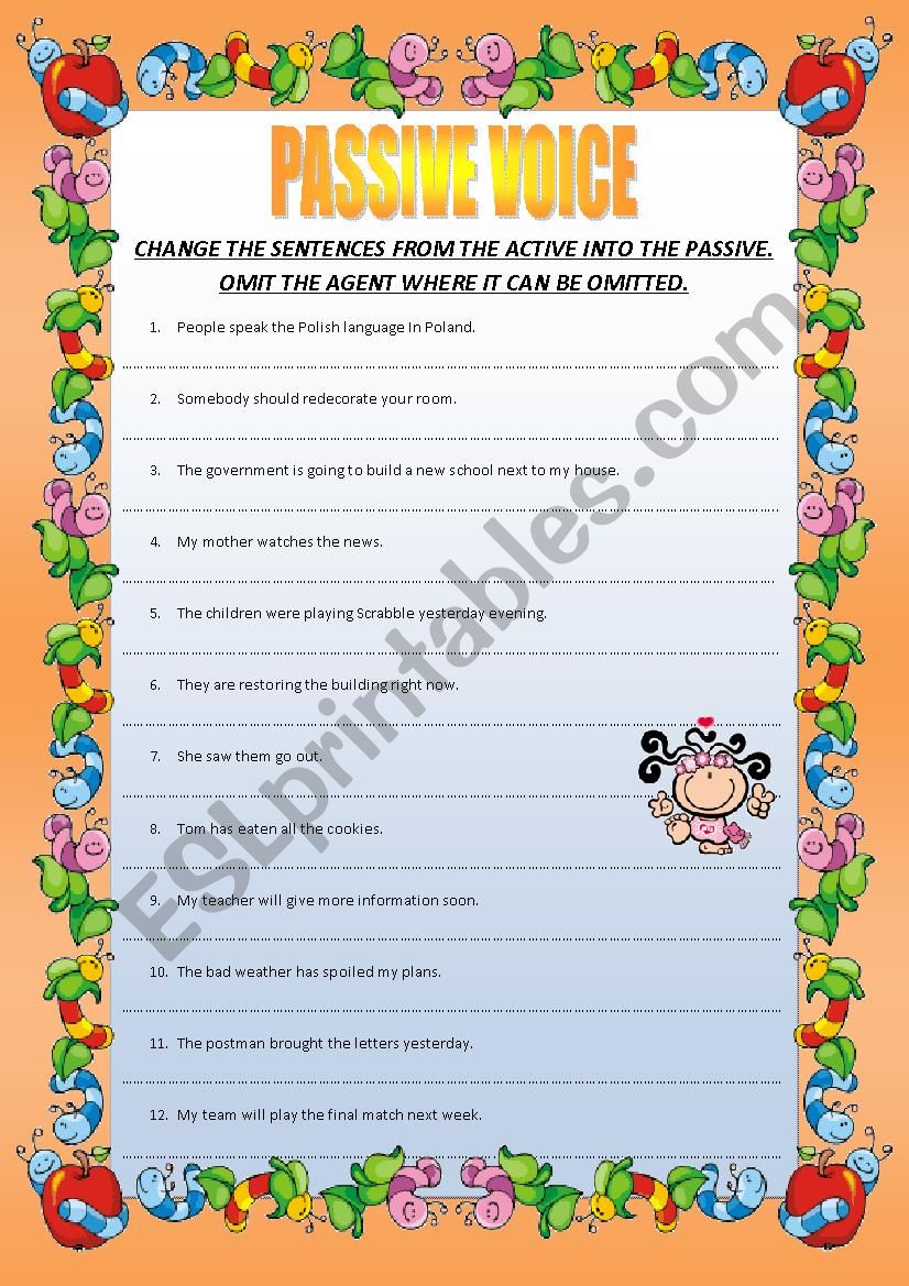 PASSIVE VOICE - 60 sentences worksheet