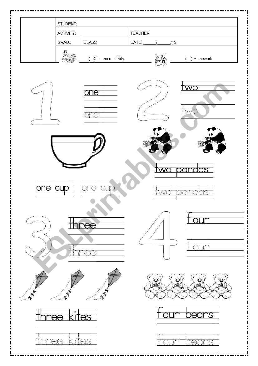 Numbers worksheet