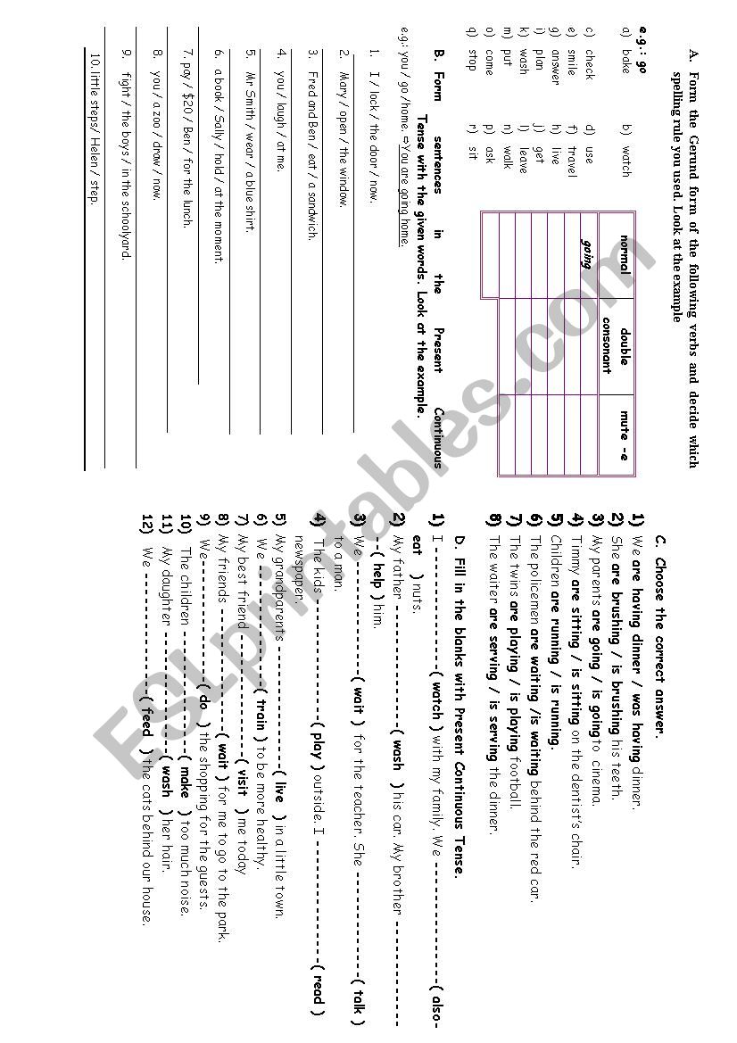 Present Continuous Tense worksheet