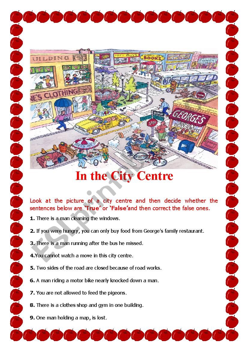 In the City Centre worksheet