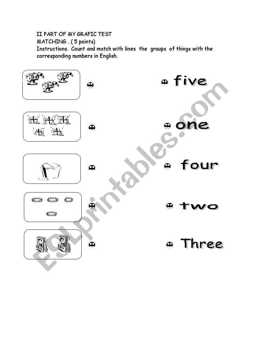 MATCH NUMBERS WITH DRAWING S worksheet