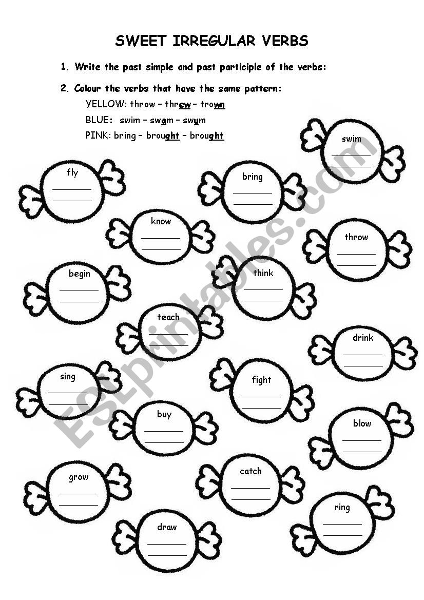 Sweet Irregular Verbs worksheet