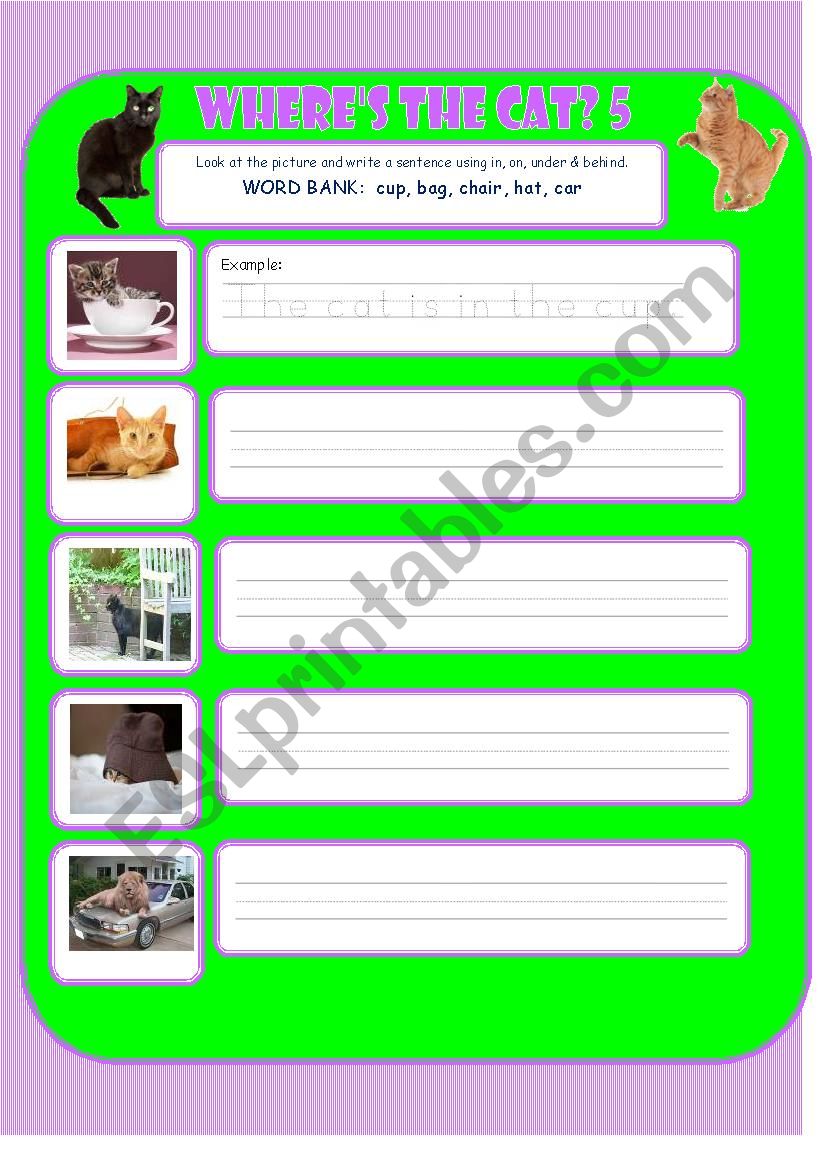 WhereÂ´s the Cat? 5 worksheet