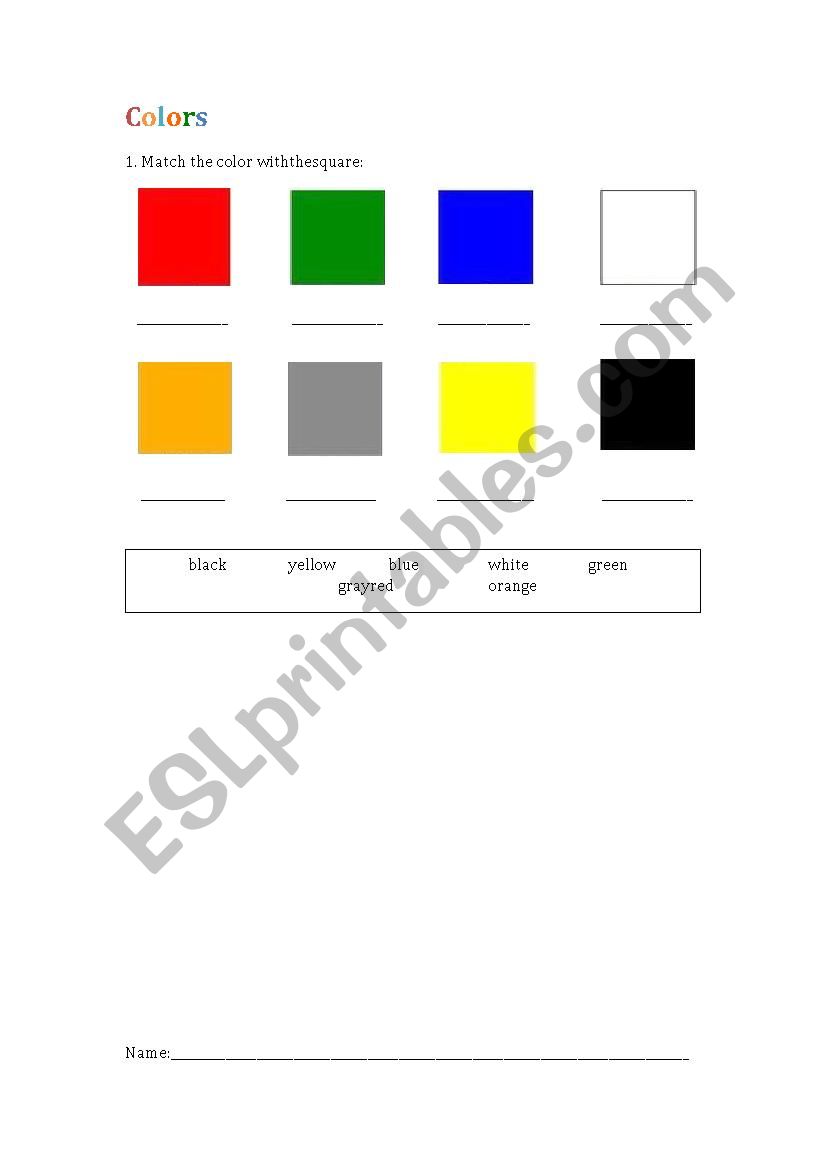 Colors worksheet