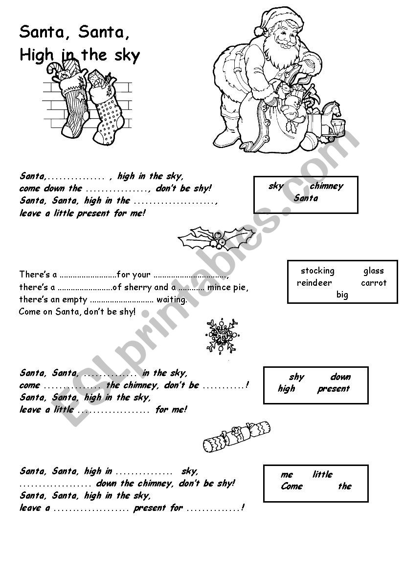 Santa high in the sky worksheet