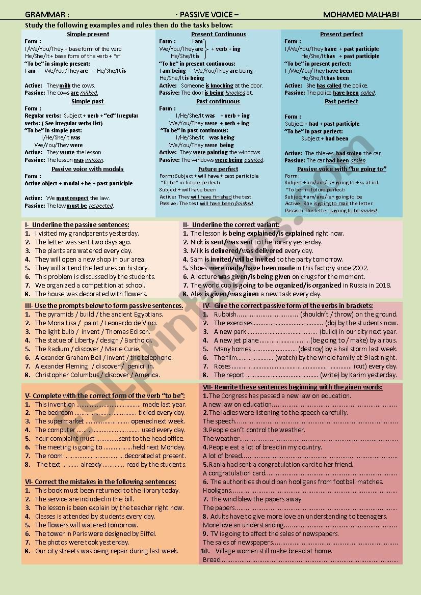 Passive voice worksheet