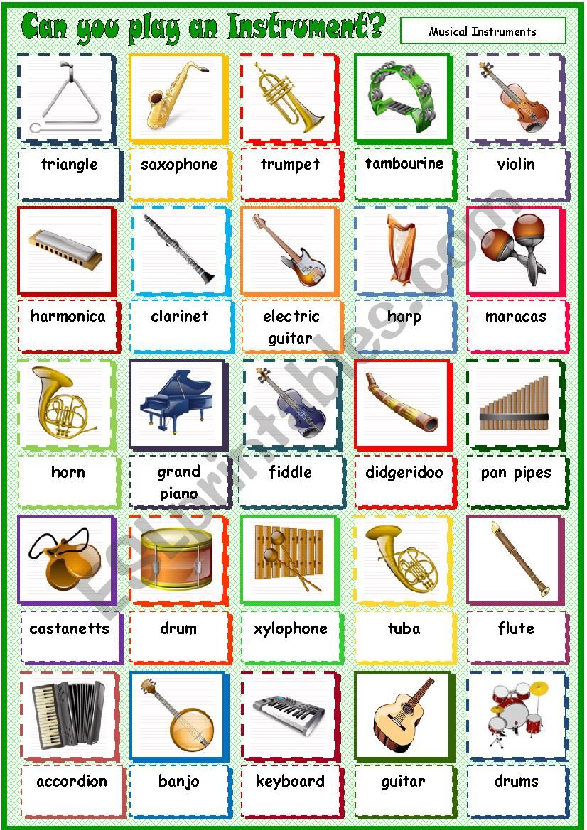 Can you play an Instrument? worksheet