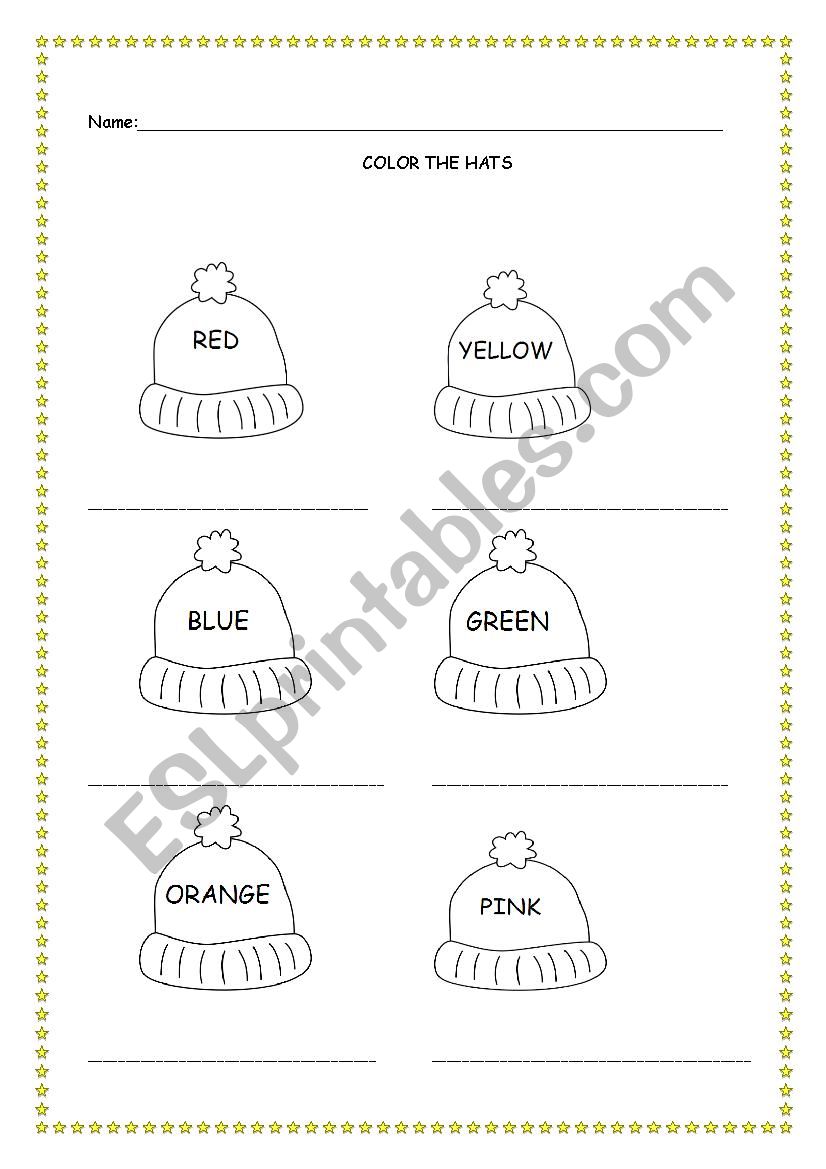 color_hats worksheet