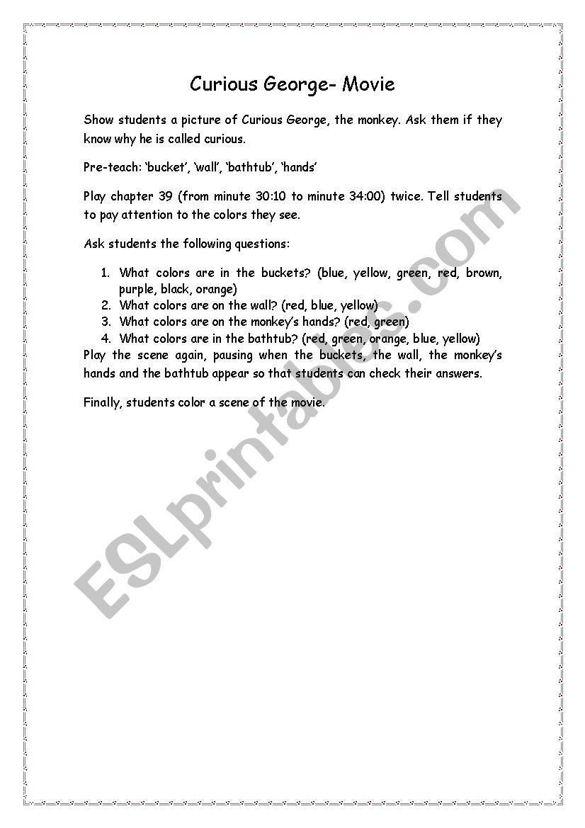 curiousgeorge1 worksheet