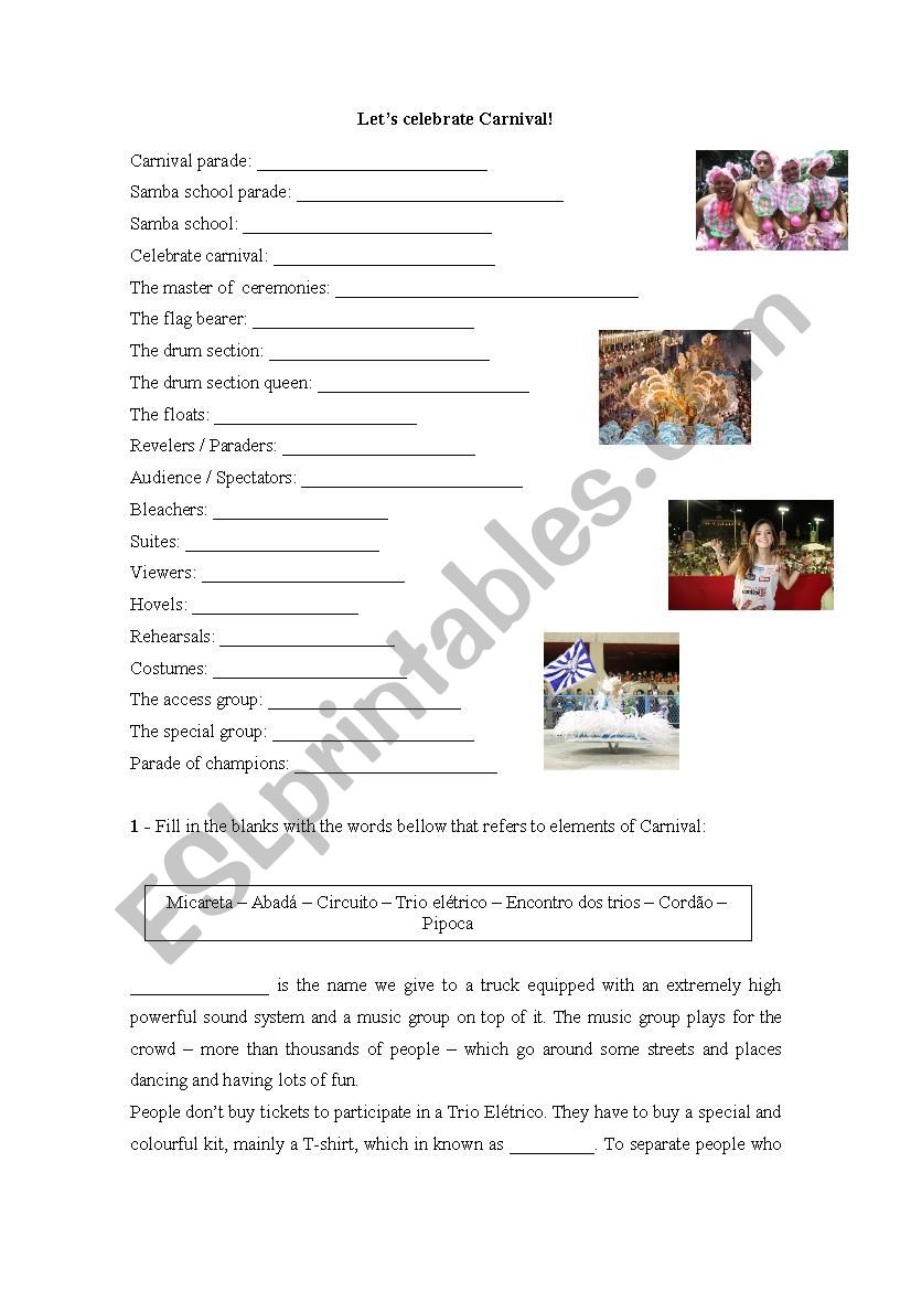 Carnival for teens worksheet