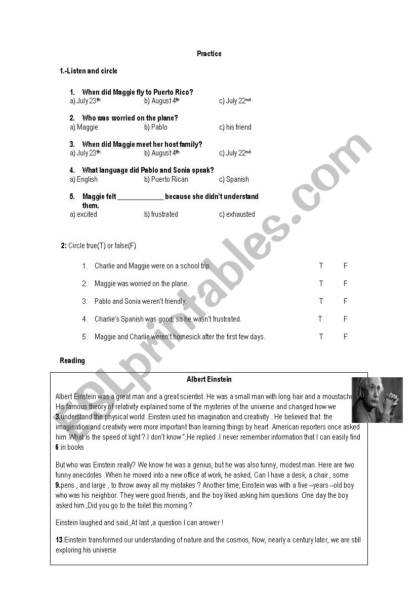 practice worksheet