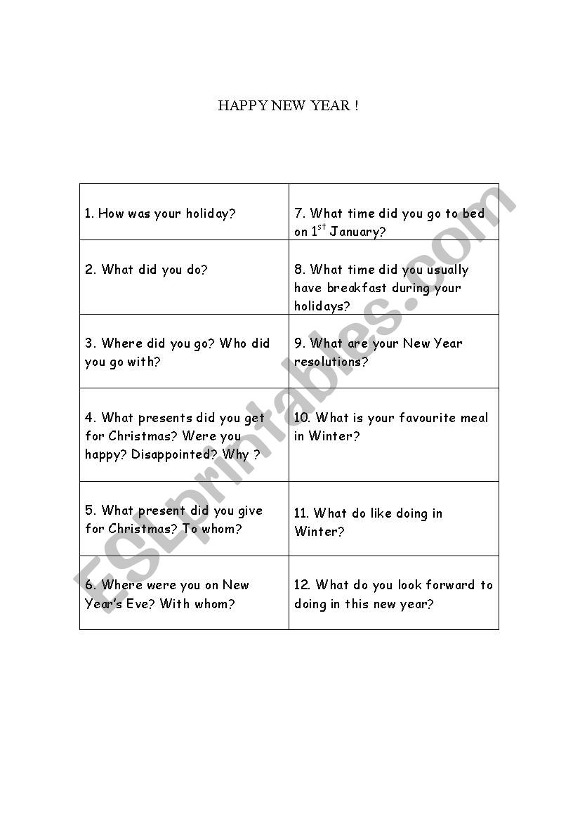 Happy new year! worksheet