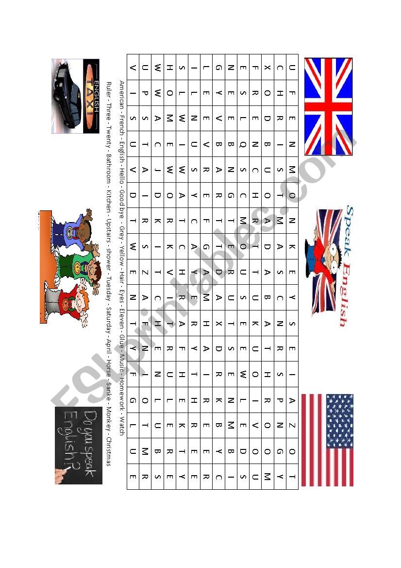 Wordsearch worksheet