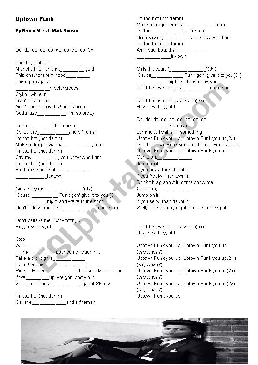 Uptown Funk worksheet