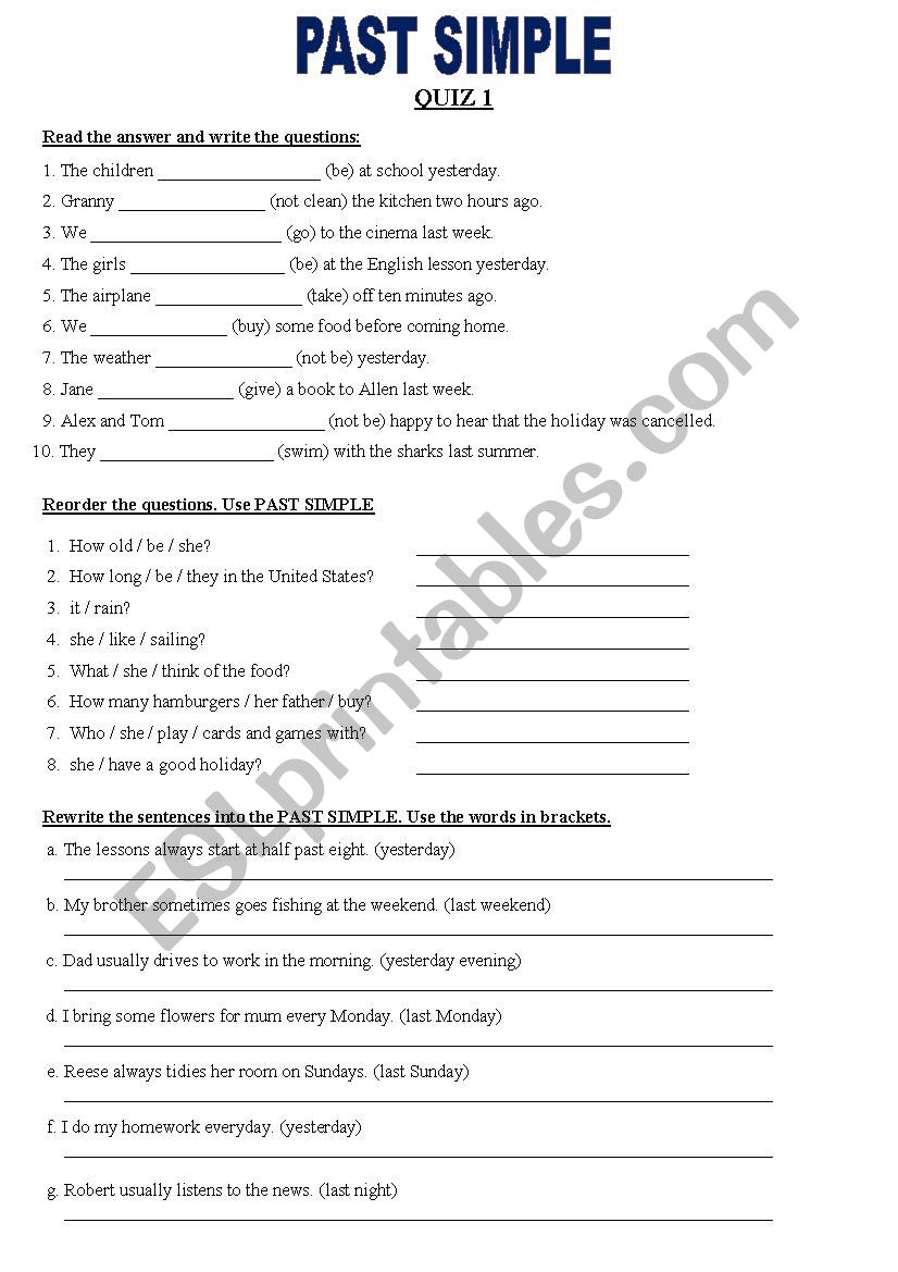 Past Simple worksheet