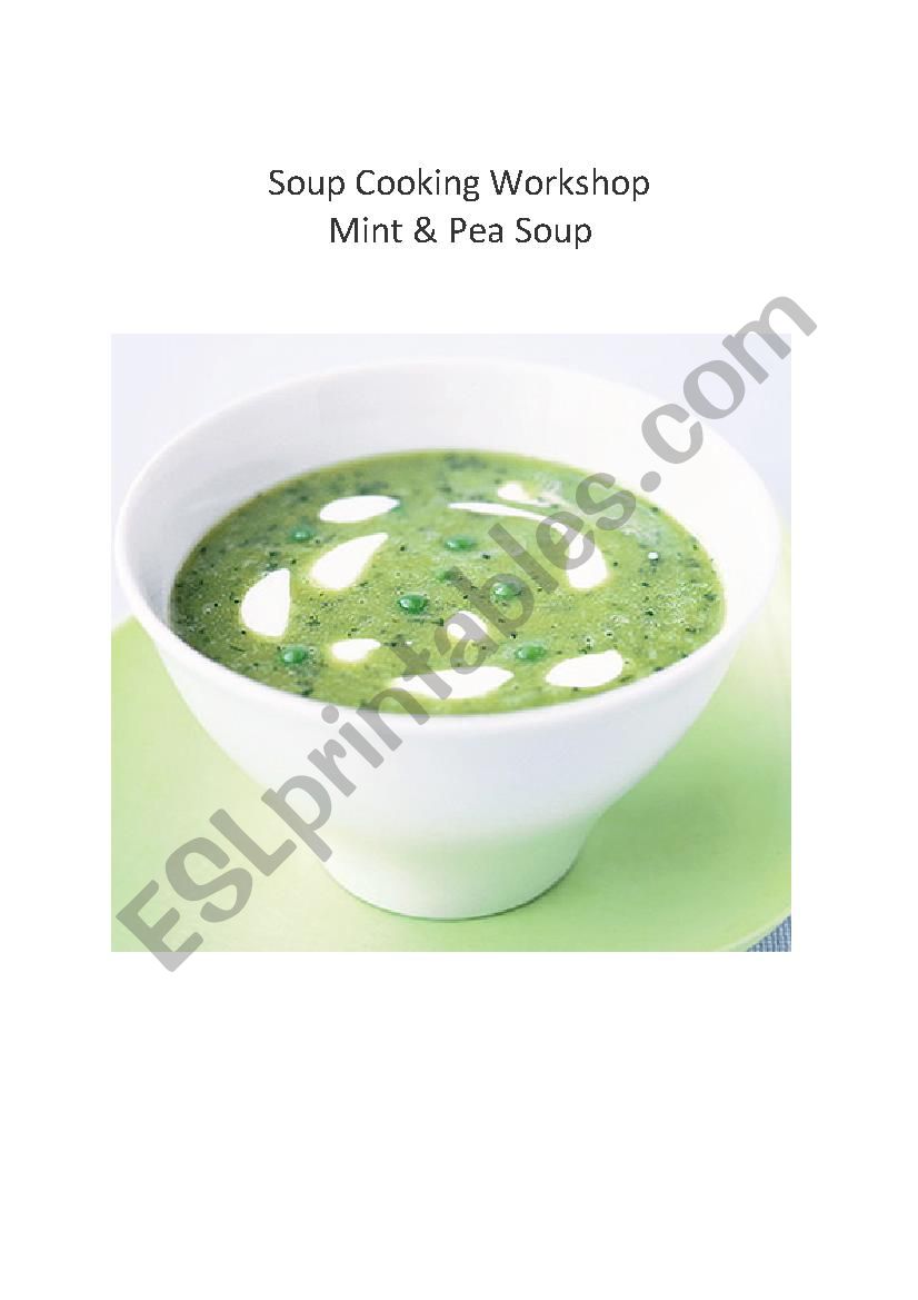 Mint & Pea Soup - a cooking verbs gap fill