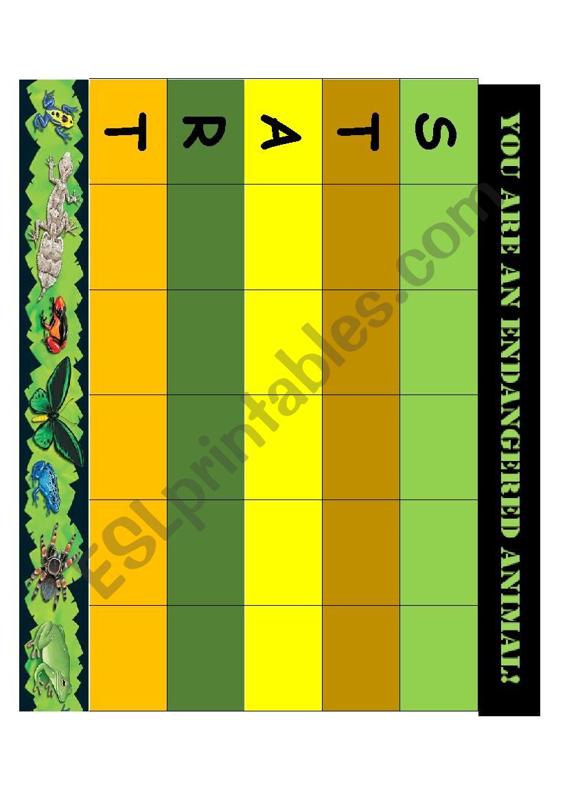 Endangered Animals Board Game worksheet