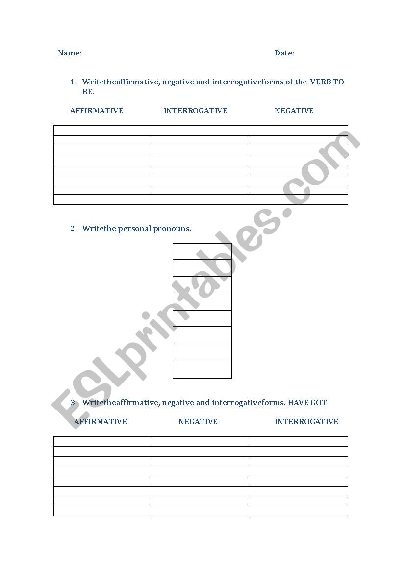 review verb to be worksheet