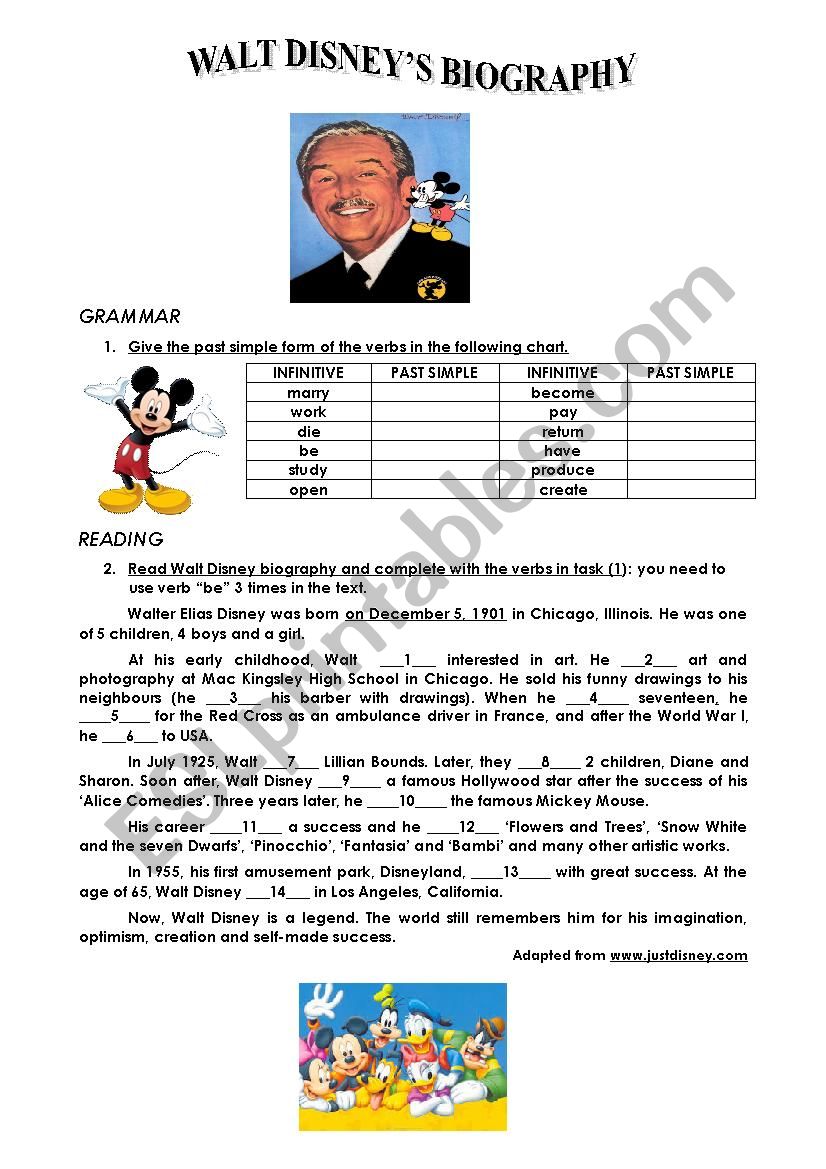 biography activity grade 5