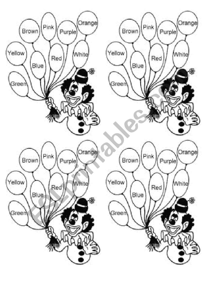 colour balloons worksheet