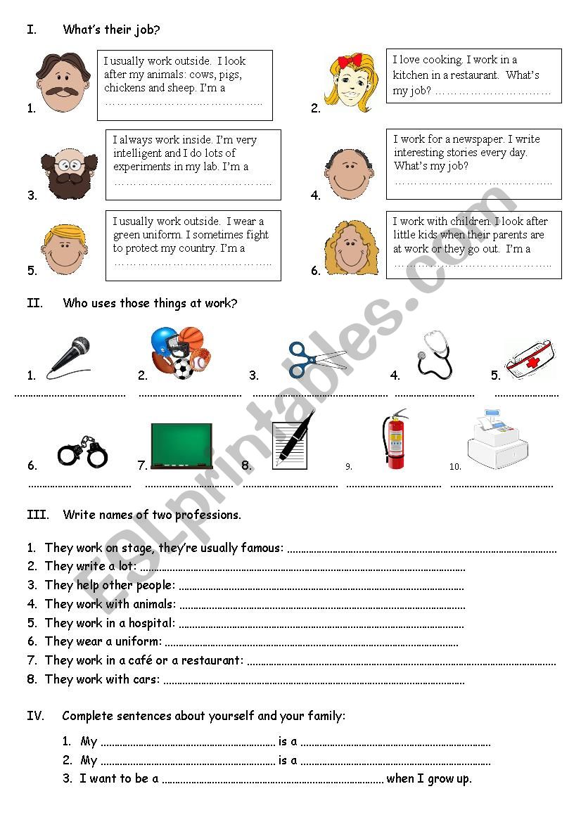 jobs and professions worksheet