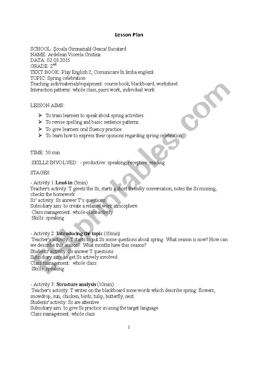 lesson plan worksheet