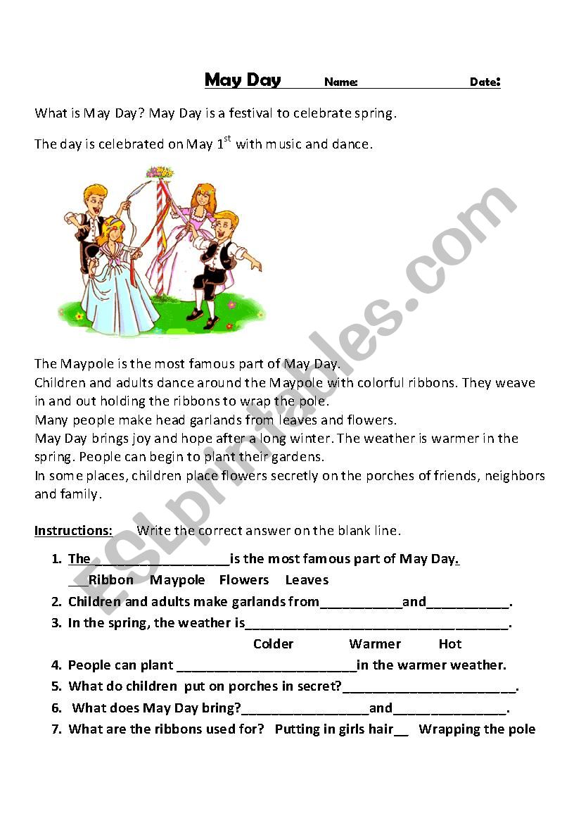 May Day Traditions worksheet