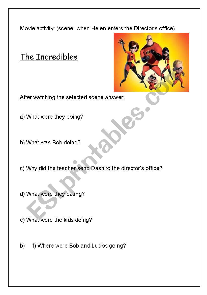 MOVIE ACTIVITY worksheet