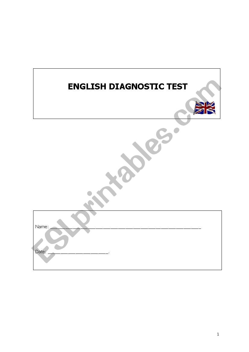 Diagnostic test worksheet