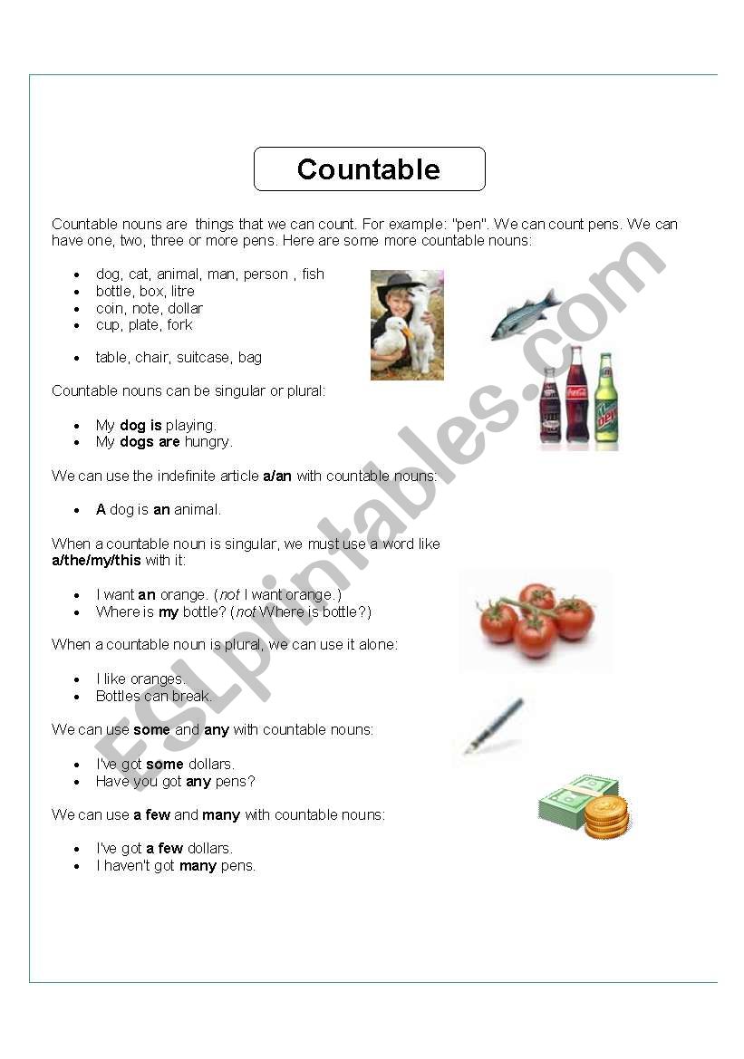 Countable Uncountable Nouns worksheet