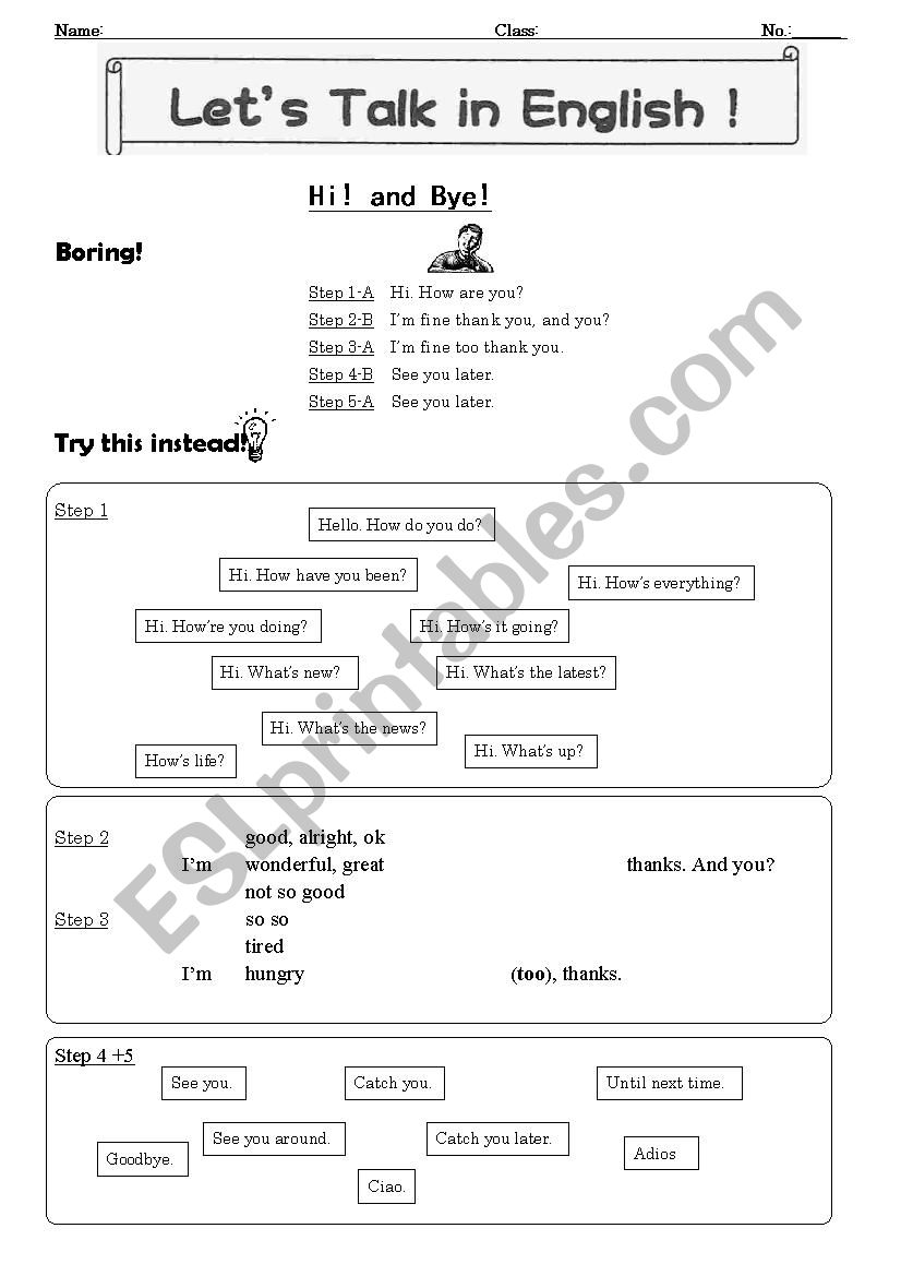 Greetings worksheet