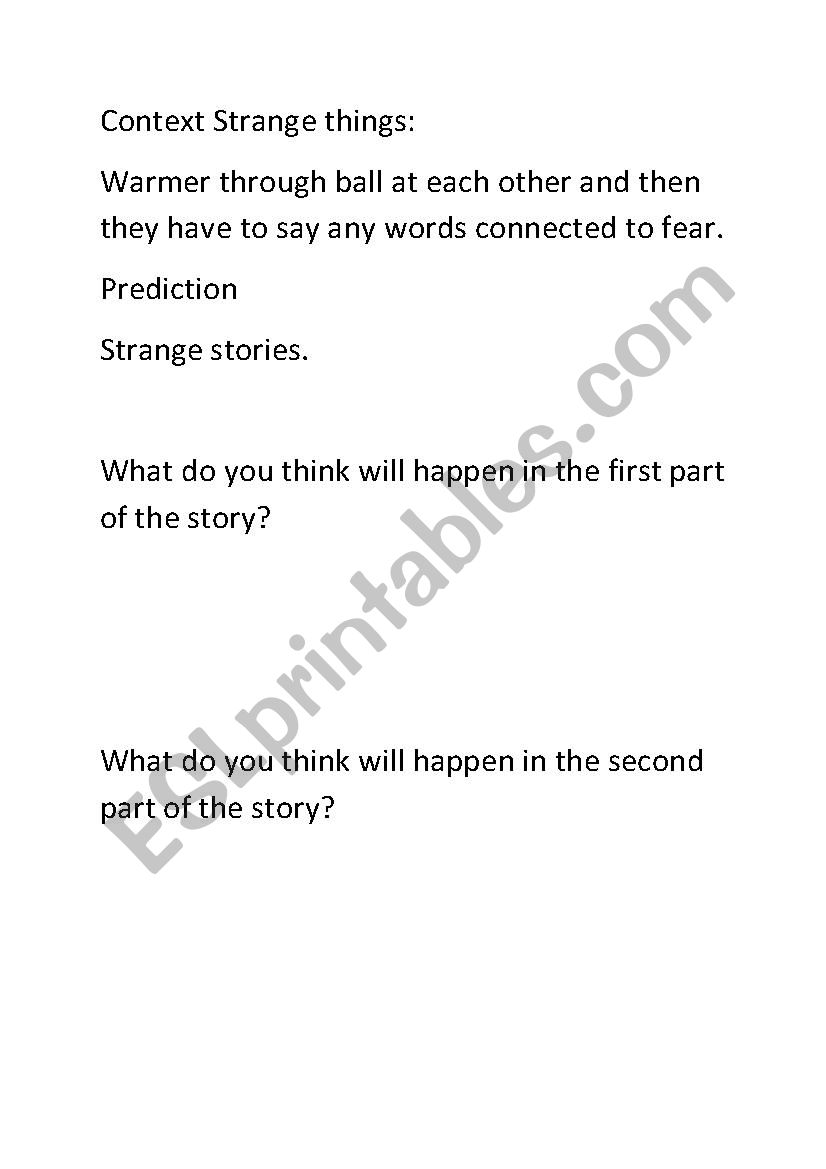 strange stories  worksheet