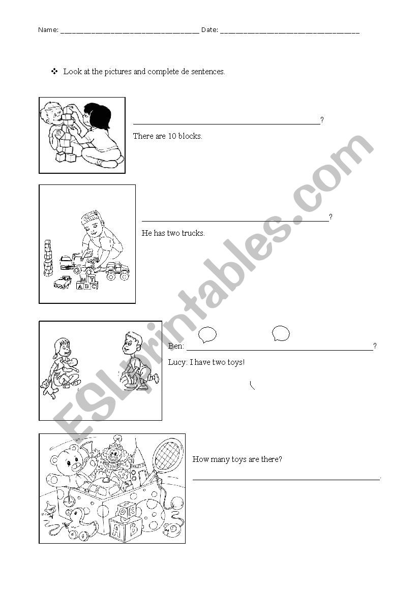 How many toys are there? worksheet