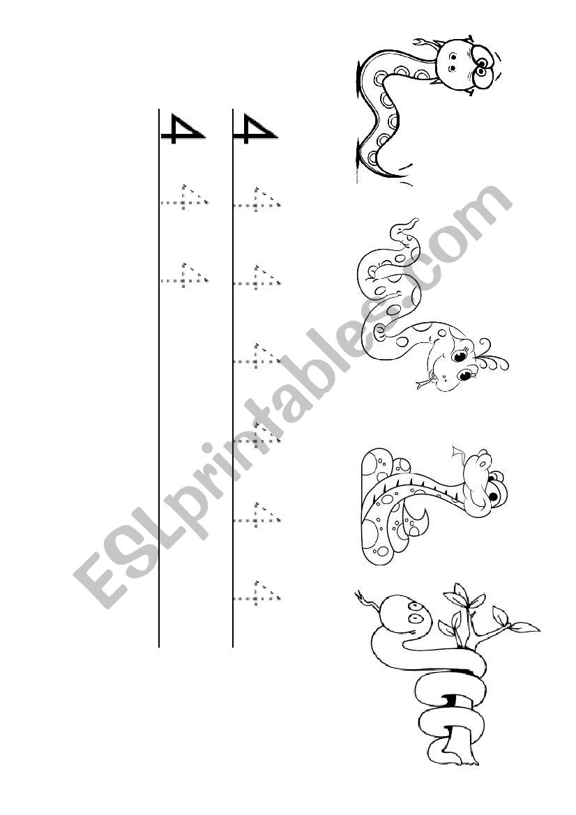 Writing number 4 worksheet