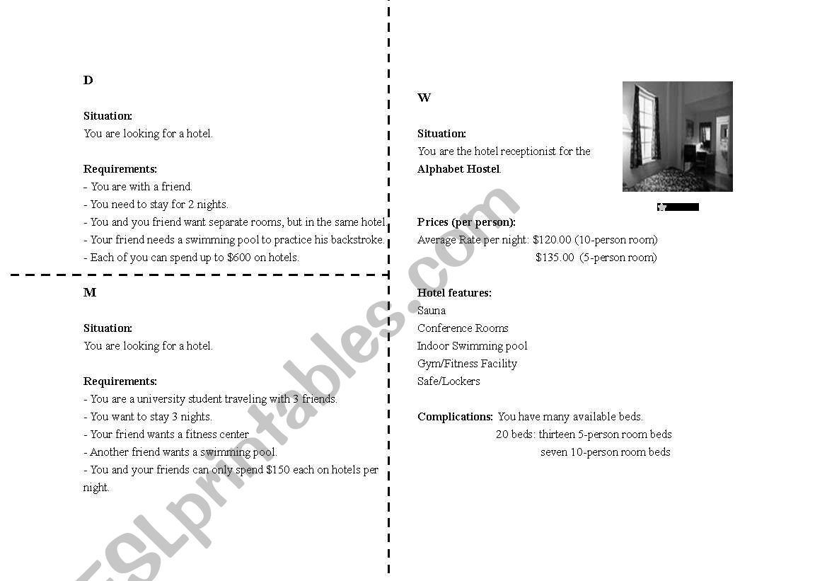 Hotel Role play (part II) worksheet