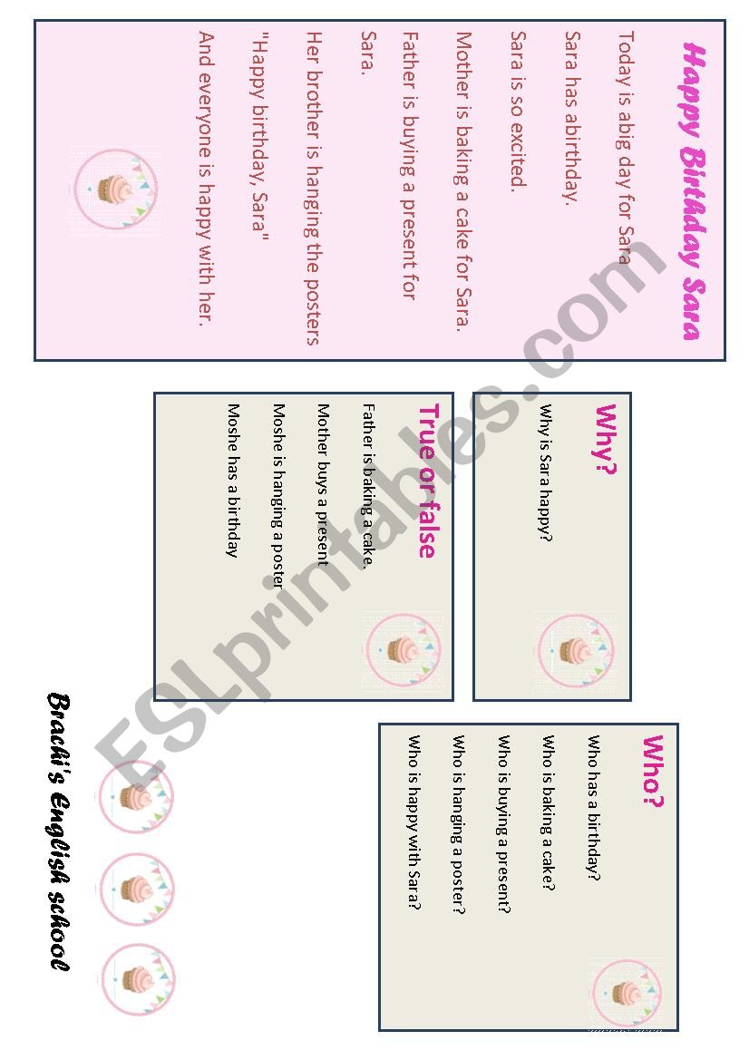 saras birthday worksheet