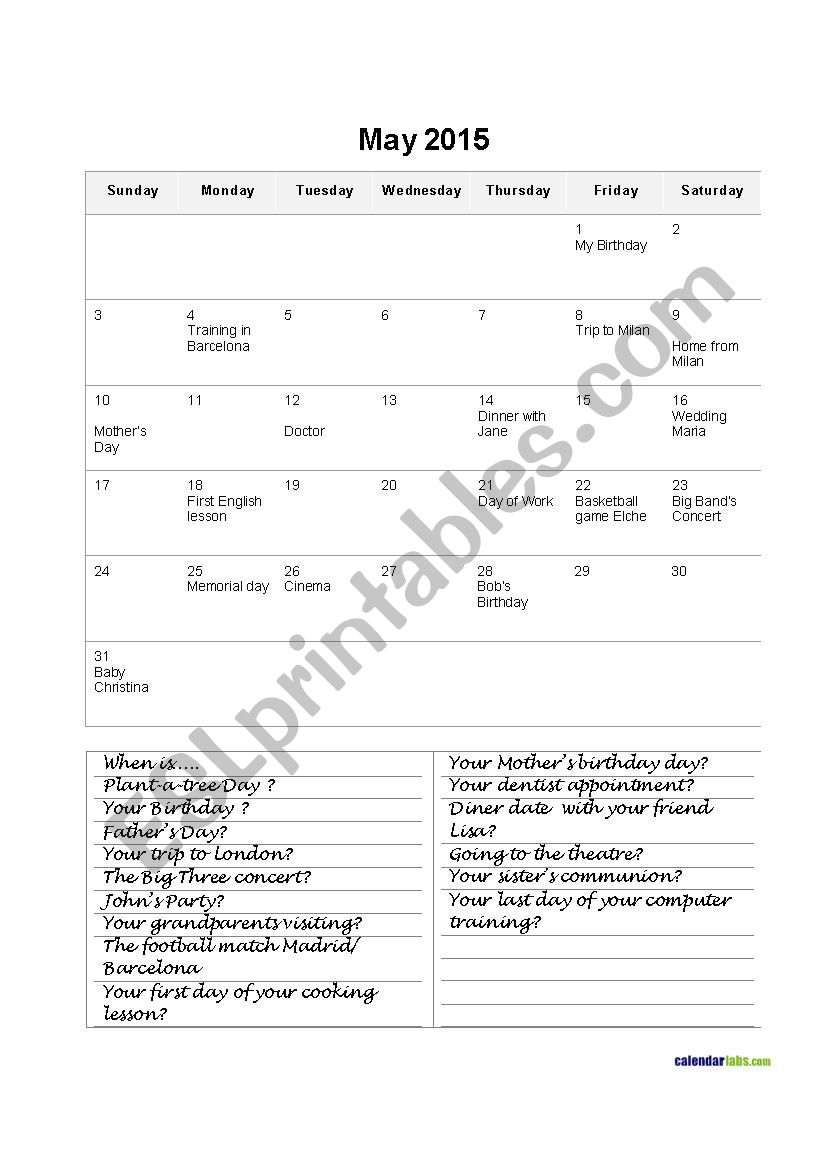 Ordinals worksheet