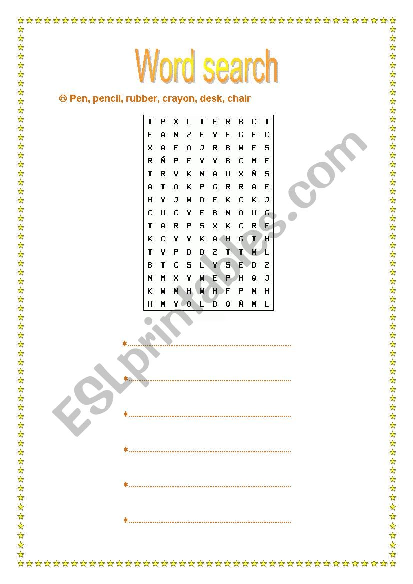 WORDSEARCH SCHOOL worksheet