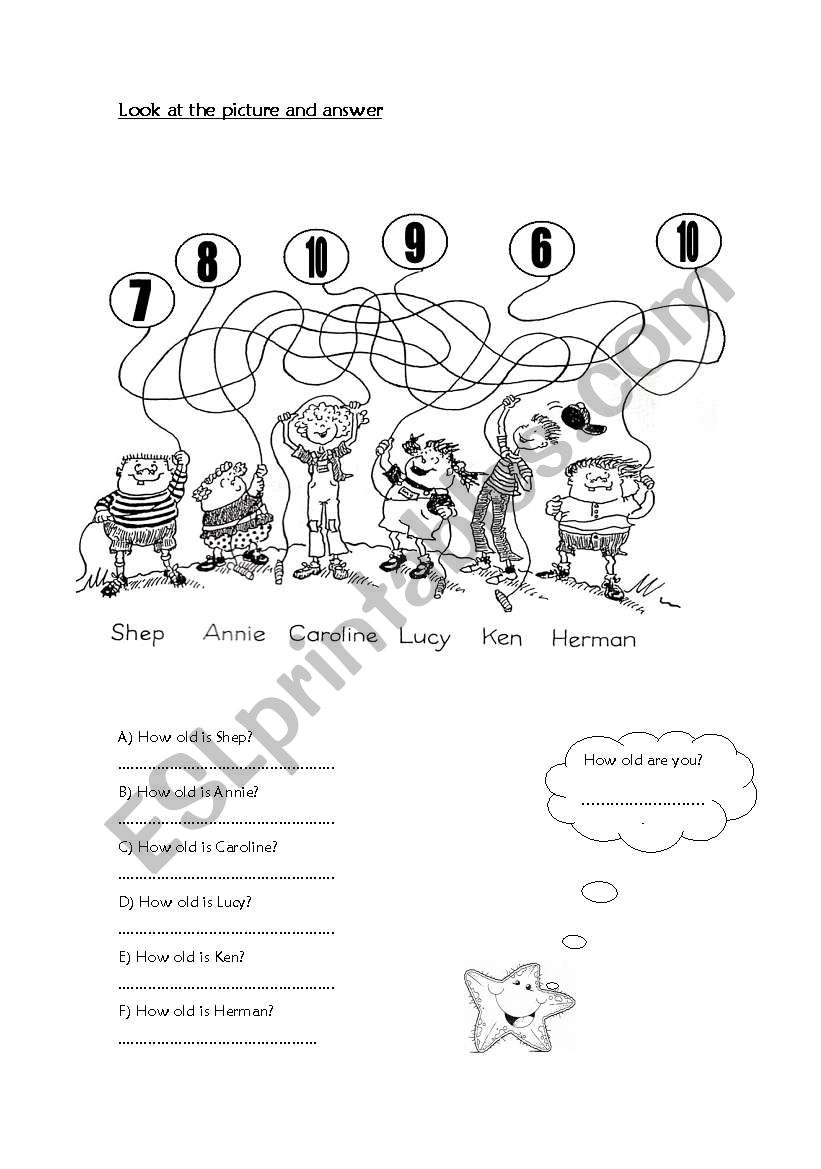 How old is she/he? worksheet