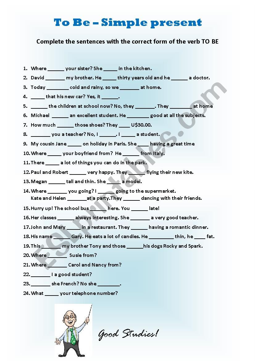 Simple Present - To be verb worksheet