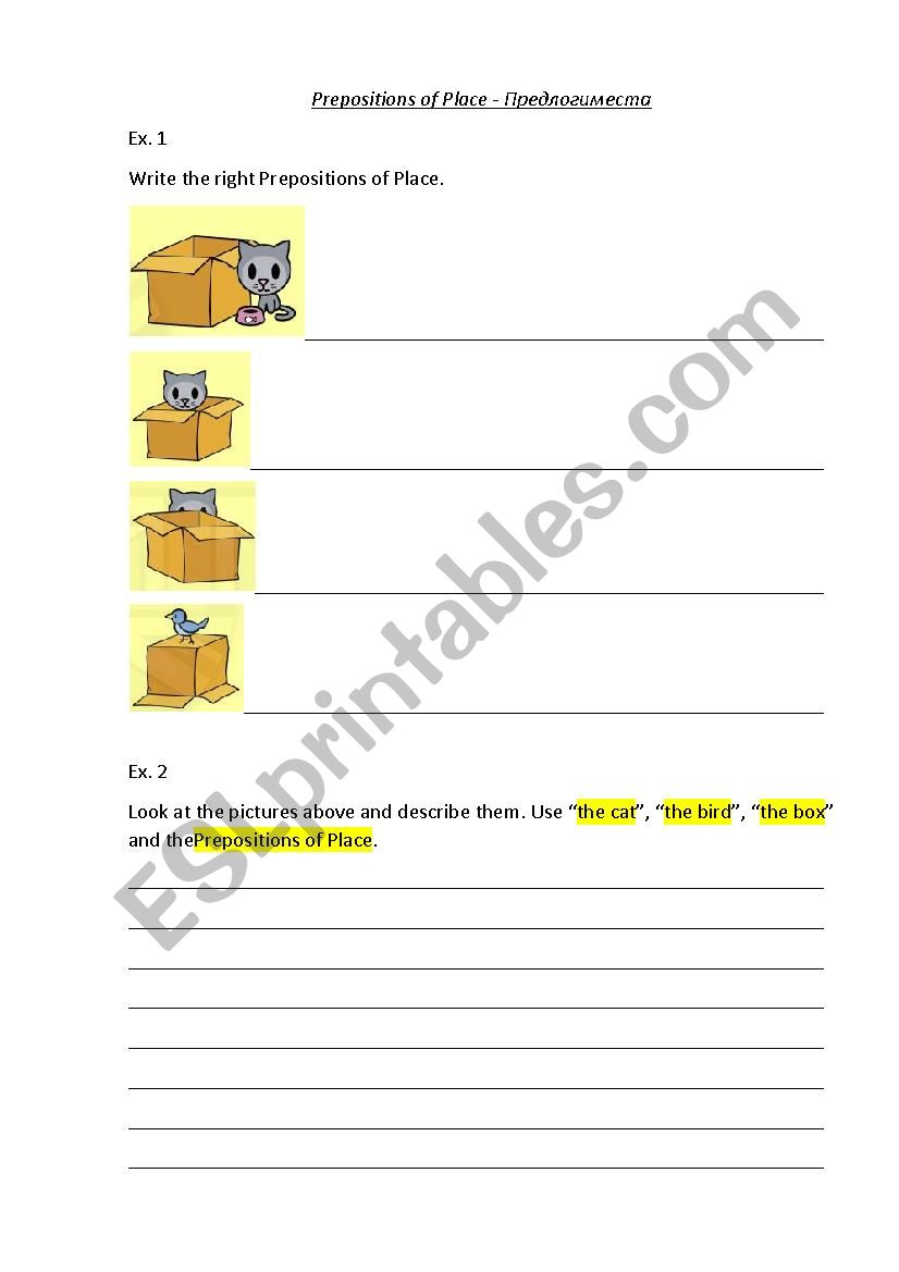 Prepositions of Place  worksheet