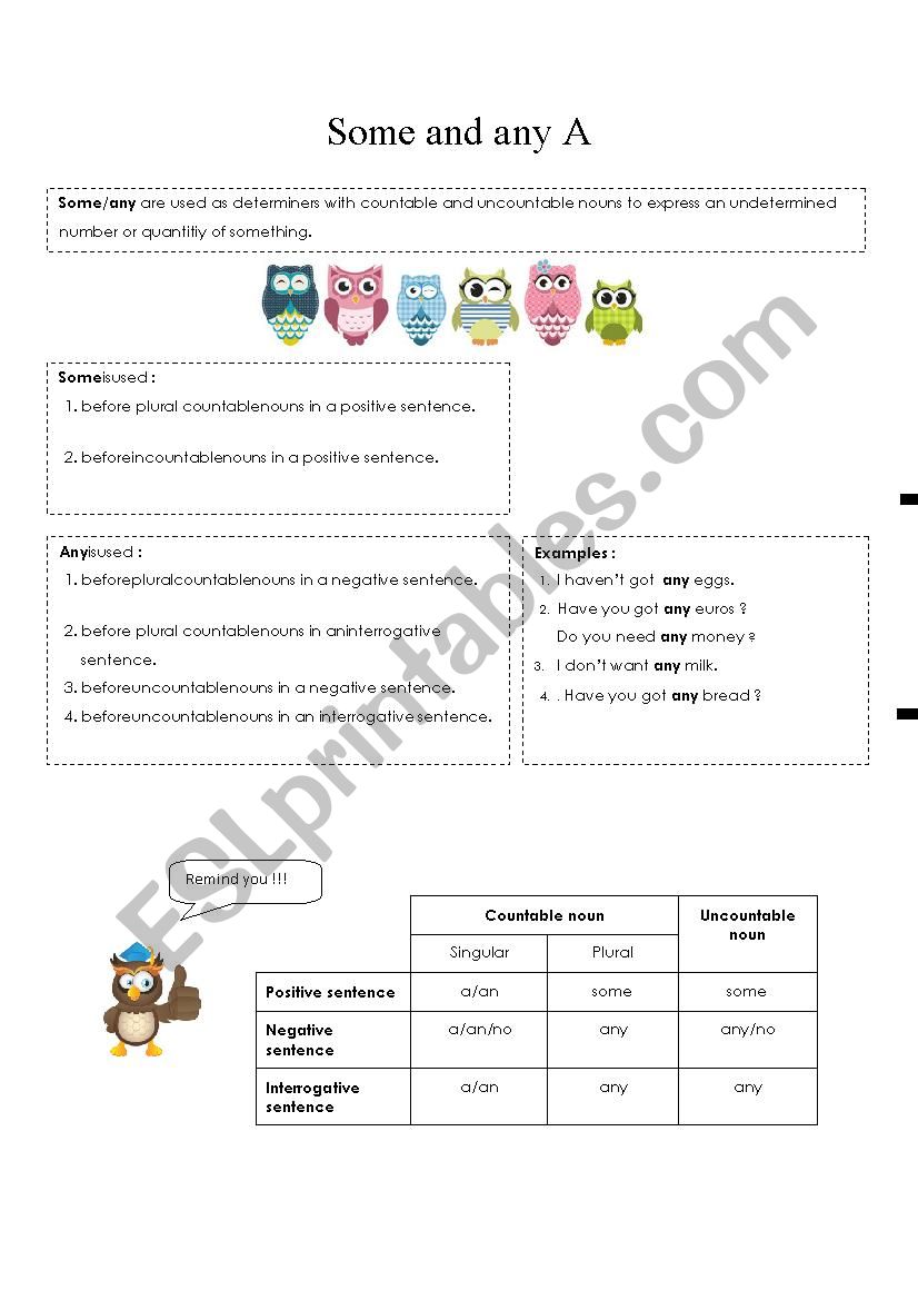 Some/any A worksheet