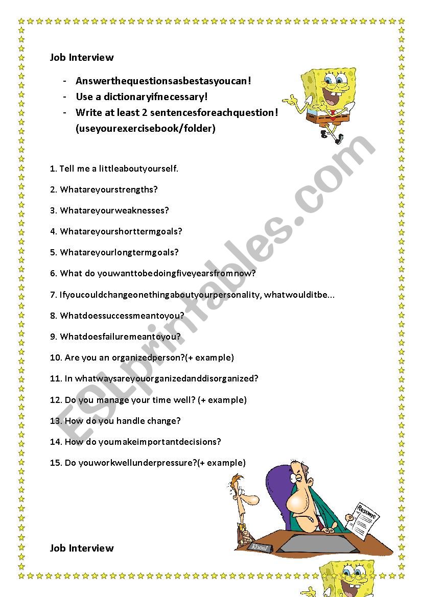 Job Interview  worksheet