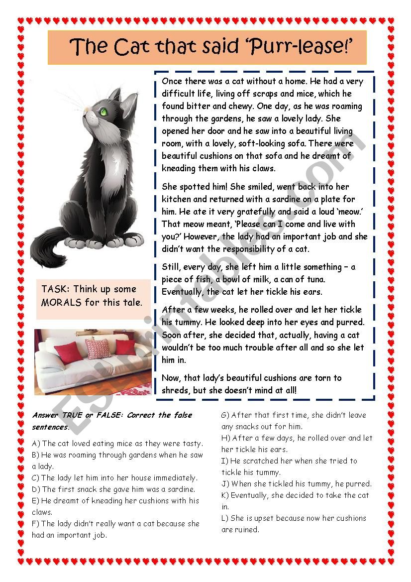 The Cat that said, Please! worksheet