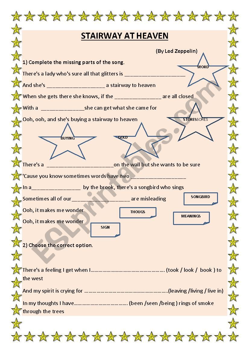 STAIRWAY AT HEAVEN worksheet