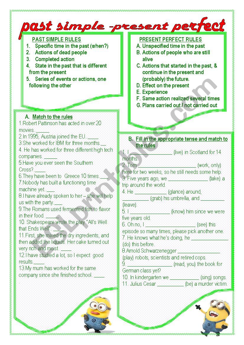 present perfect vs. past simple rules 