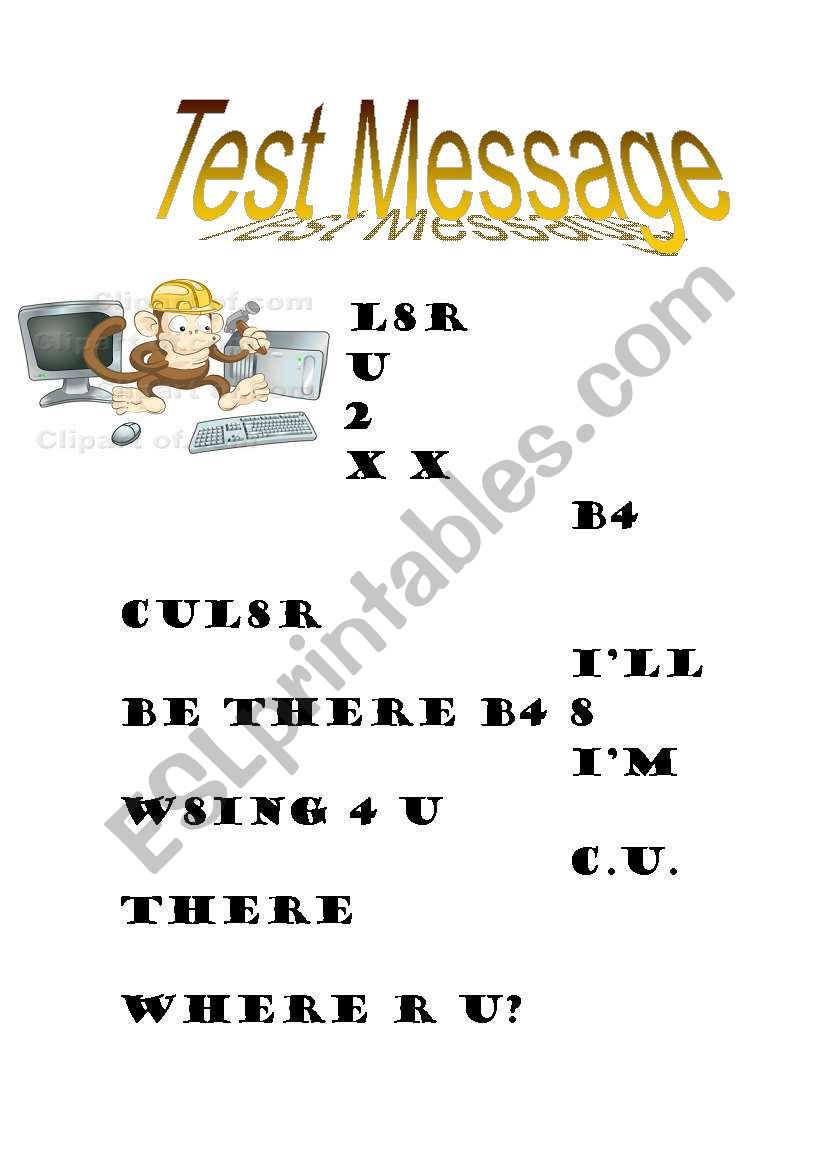 Text Messages worksheet