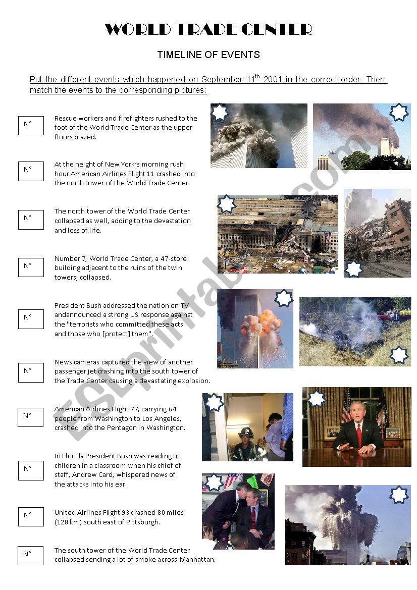 September 11 Timeline worksheet